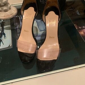 Christian Louboutin Black Patent Clear Band sandals